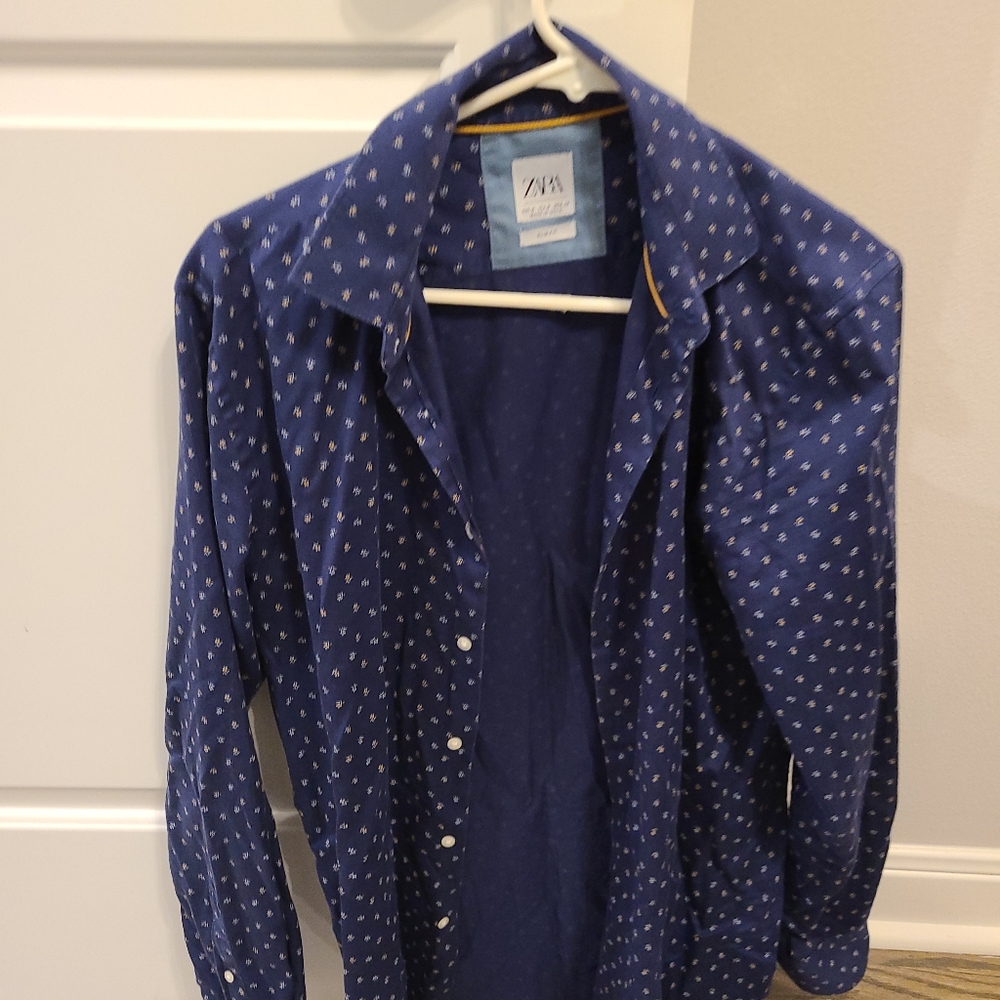 Zara blue patterned dress shirt medium